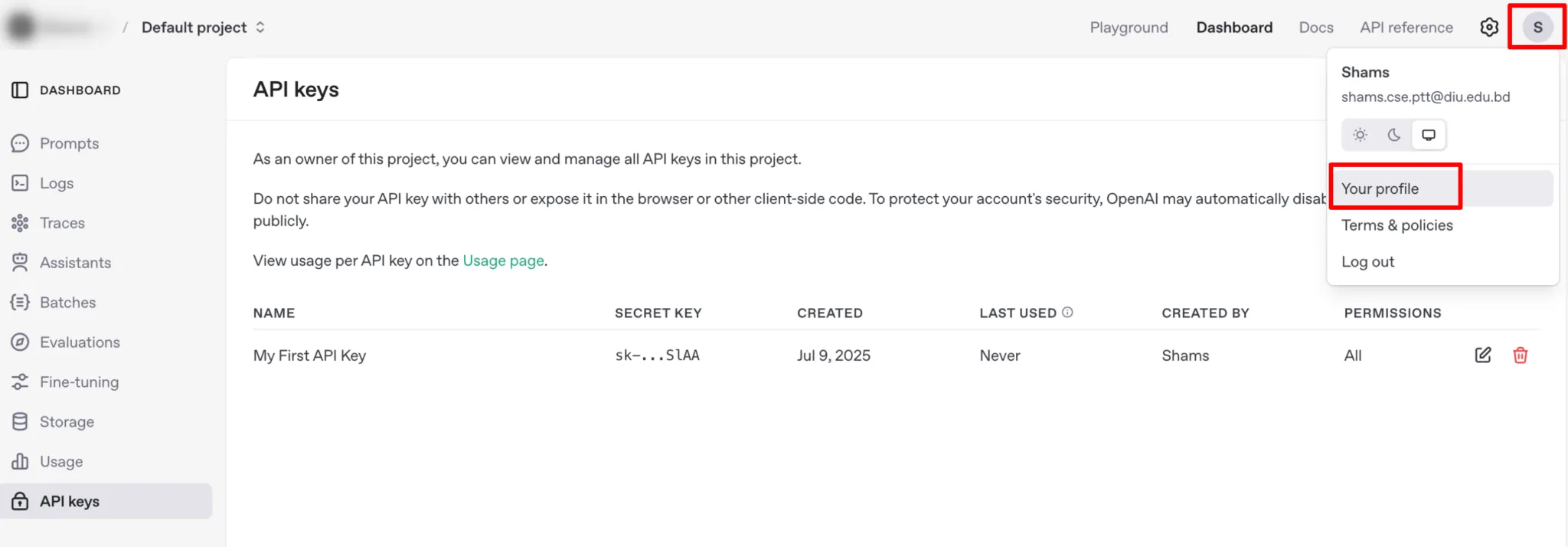 OpenAI billing page